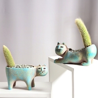 Chat mignon Pot de fleur succulente en céramique personnalité créative Simple queue de singe poste Cactus Pot de fleur