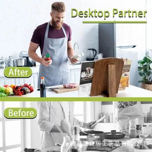 Solid Wood Recipe Rack Cookbook Holder <b>Tablet</b> <b>Stand</b> Desktop Bookend Kitchen Magazine Organizer Durable - Product Image 4