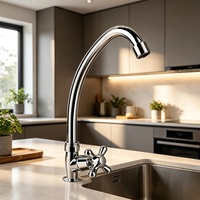 Robinet de cuisine commercial pour eau froide uniquement, chromé, avec bec pivotant à 360 degrés, pour la maison et la cuisine
