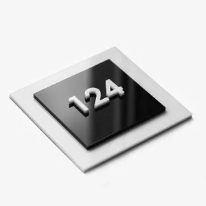 Paslanmaz çelik plak akrilik ev numarası 3D Logo işareti kapı plaka mağaza ev ofis için özel kapı işareti
