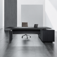Bureau de direction moderne de luxe en MFC, modulaire, grand format, avec armoire de présentation en verre pour le bureau du PDG/du président