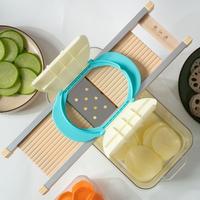 Verstelbare mandoline-snijmachine Handbeschermer Kunststof Houten constructie Roestvrijstalen messen Gemakkelijk schoon te maken Handmatige voedselverwerker