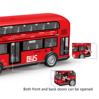 Bus à deux étages 1:14 avec musique, lumières et portes ouvrantes, véhicule jouet en métal moulé sous pression à inertie, voiture électrique en plastique pour garçons