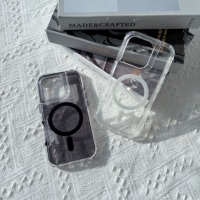 Étui de téléphone transparent brillant magnétique sans fil en TPU+PC pour iPhone, protection contre les chutes aux quatre coins, coque antidérapante