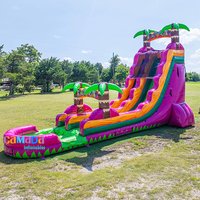 Château gonflable commercial personnalisé avec toboggan aquatique et piscine pour sports nautiques en extérieur