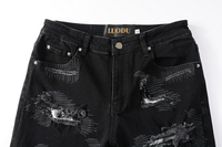 Pantalon en jean crayon pour homme Ds323, mode urbaine, taille mi-haute, déchiré, effet éclaboussures, trous, printemps, été, automne, hiver - Lavé