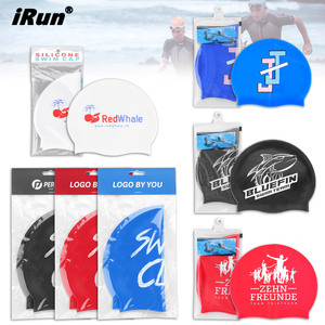 <span class=keywords><strong>IRun</strong></span> logotipo impreso personalizado Bandera de País gorro de baño impermeable proteger orejas gorros de natación de silicona para adultos hombres - Product Image 5