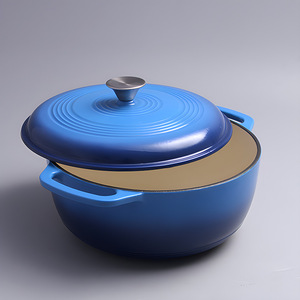 Marmite hollandaise émaillée <span class=keywords><strong>en</strong></span> <span class=keywords><strong>fonte</strong></span> à double poignée, double usage, avec couvercle, blanche, pour cuisson et mijotage, pour l'exportation - Product Image 4