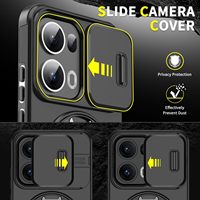 Étuis de téléphone portable avec béquille en métal circulaire pour OPPO A6 Pro 4G 5G, fenêtre coulissante magnétique, protection de l'appareil photo, coque arrière