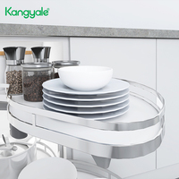 Kangyale Plateau tournant d'angle magique moderne Lazy Susan à 2 niveaux multifonctionnel pour armoire de cuisine et garde-manger