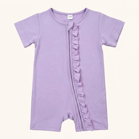 Combinaison en viscose de bambou à imprimé animal à volants et fermeture éclair pour nouveau-né, adorable et tendance, nouvelle arrivée
