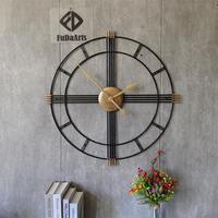 90cm intérieur grand métal silencieux décoratif Quartz métal horloges murales grande moderne or rond fer montre livraison directe DDP