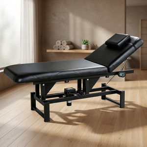 Table de massage électrique réglable noire, lit facial en cuir PU, table de soin spa en acier inoxydable - Product Image 5