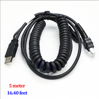 SOTESIN 5m USB lecteur de codes-barres pos scanner câble pour Zebra LI3608 LI3678 DS3608 DS3678 spirale enroulée VCC 12V alimentation