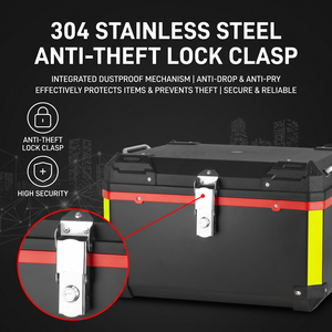 重型 80L 摩托车尾箱防盗不锈钢锁反光双密封防水后置储物箱 - Product Image 5