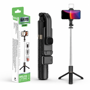 Trípode JC-06S con Textura de Rejilla y Luz LED de Relleno, Palo Selfie Extensible de Acero Inoxidable de 985 mm - Product Image 3