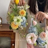 Cajas de Embalaje para Ramos de Flores con Asa Impresas Personalizadas, Bolsas de Regalo Florales de Cartón para Floristas, Bodas y Eventos, Venta al Por Mayor