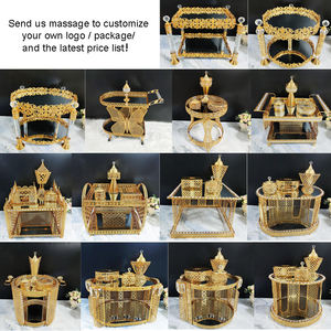 2025 nouvelle vente chaude Design de luxe doré éthiopie café Table à thé coffret cadeau Royal métal fer rond verre - Product Image 5