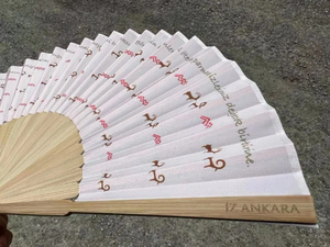 High-Grade Custom Printed Fabric Foldable <b>Handheld</b> <b>Fan</b> Bamboo <b>Fan</b> for Party and Wedding <b>Fan</b> - Product Image 3