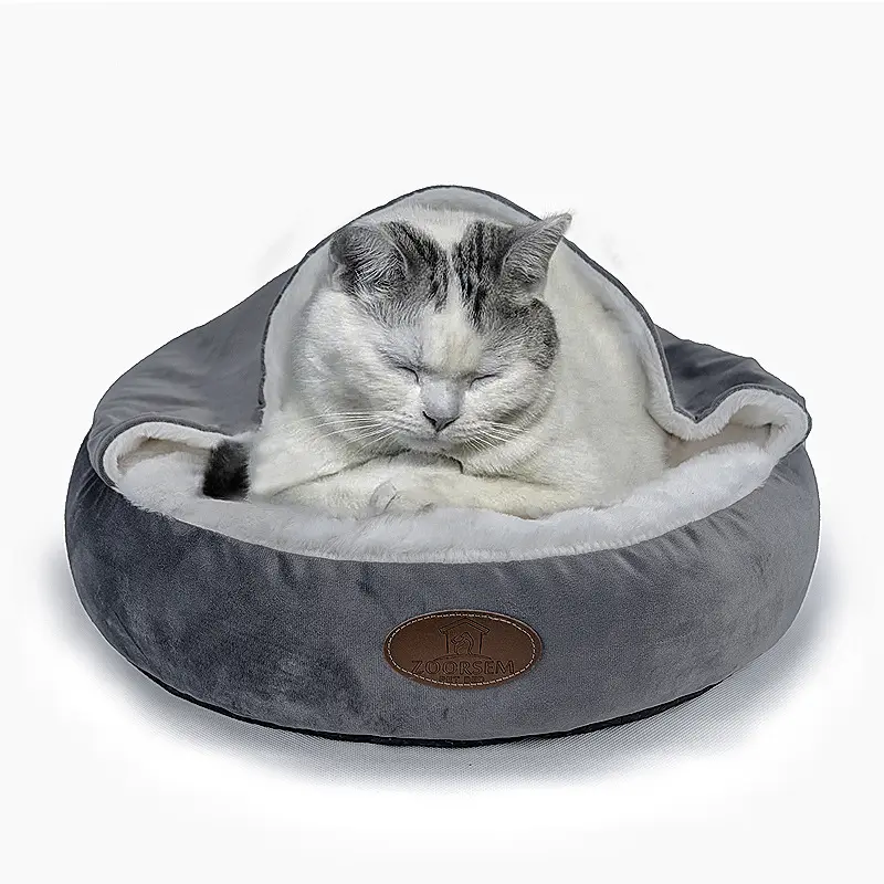 2023 Neues Design Extra weiches, warmes, rutsch festes Katzen höhlen bett im Katzen stil Maschinen wasch bares Hunde bett Beheiztes Haustier bett
