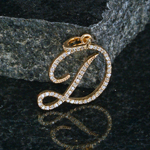 Colgante de oro amarillo de 14K con diamantes pavé, regalo de Año Nuevo de Navidad, inicial D, venta al por mayor - Product Image 1