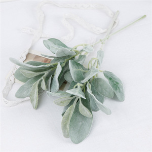 Feuilles d'eucalyptus artificielles Tainen, 37 cm, bouquet vert floqué, fleurs en soie, décorations de mariage - Product Image 1