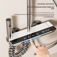 Système de douche à effet cascade numérique mural pour salle de bain avec fonction massage intelligente, en aluminium spatial, design moderne et épuré