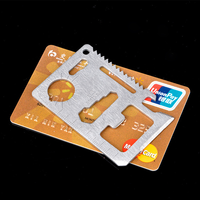 Couteau de carte de crédit multifonctionnel 11 en 1 Taille de portefeuille Carte multi-outils en acier inoxydable avec sac en cuir