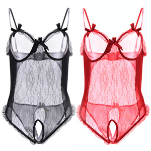 Commerce extérieur transfrontalier, lingerie sexy grande taille européenne et américaine avec fil argenté, dentelle et nœud, ensemble trois pièces - Product Image 1
