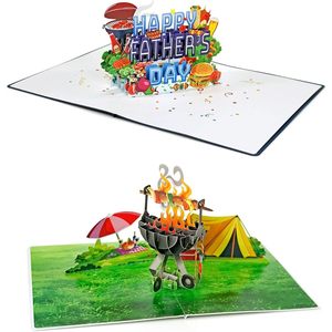 Tarjeta de Felicitación 3D Pop-Up de 4 Colores para el Día del Padre, Rectangular, Impresión Digital, Laminado Brillante - Product Image 1
