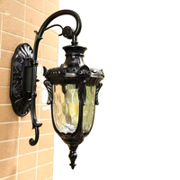 Lumière murale extérieure pour l'éclairage de la cour et du jardin, tension 85-265v, base E27, lumière murale extérieure moderne noire avec ampoule LED