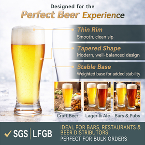 Vaso de Cerveza Pilsner de Diseño Elegante y Clásico, 440 ml, Libre de Plomo y BPA, Alta Transparencia, Apto para Lavavajillas, para Bistro y Hogar - Product Image 2