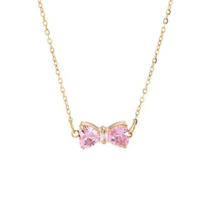 <span class=keywords><strong>Collana</strong></span> a Cuore Dolce e Alla Moda per Signore, Placcata in <span class=keywords><strong>Oro</strong></span> 14K, Acciaio Inossidabile con Zirconia, <span class=keywords><strong>Collana</strong></span> con Fiocchi per Donne e Ragazze, Gioielli Regalo - Product Image 1