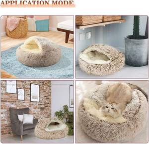 Kat Bed Ronde Zachte Pluche Gravende Cave Hooded Kat Bed Donut Voor Honden & Katten, faux Fur Cuddler Ronde Comfortabele - Product Image 5