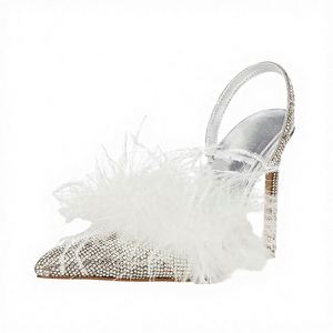 Sandales à talons hauts en satin tendance pour femmes, escarpins scintillants de luxe pour le printemps et l'été - Product Image 4