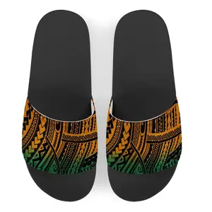 Zapatillas de baño antideslizantes para hombre, chanclas con estampado Tribal tradicional polinesiano, personalizadas, de ocio, para verano, nuevas