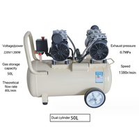 Compresseur d'air industriel silencieux sans huile portable 550W 220V 50L peinture en aérosol pour le travail du bois-pompe à air gonflable CO2