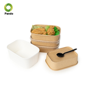 Sinh thái thân thiện phân hủy sinh học tùy chỉnh in dùng một lần Takeaway <span class=keywords><strong>container</strong></span> thực phẩm Kraft salad giấy bát với nắp đậy rõ ràng - Product Image 3