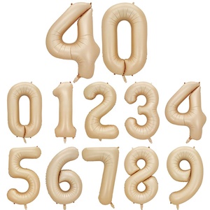 Caramelo de <span class=keywords><strong>avena</strong></span> crema marrón colores Digital 0-9 de globo de helio para bebé ducha cumpleaños boda San Valentín decoración suministros - Product Image 4