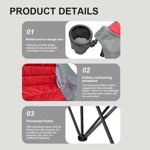 เก้าอี้สองที่นั่งพับได้แบบพกพาพร้อมที่วางแก้วโครงสแตนเลสเก้าอี้ทรงดวงจันทร์สำหรับการเดินป่ากลางแจ้ง - Product Image 2