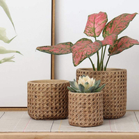 Pots et jardinières en ciment à motif de tissage traditionnel chinois, style décoratif classique pour la maison et le jardin