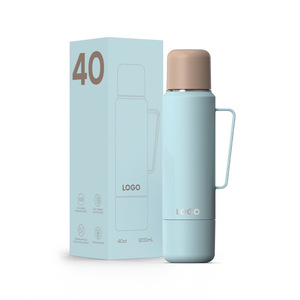 Botella de Viaje Deportiva de Acero Inoxidable de 40 oz, Personalizada, Grande, con Doble Tapa, Termo con Asa para Compartir - Product Image 5