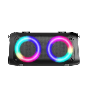 New dual 4 inch outdoor portable rgb light mini bluetooth karaoke speaker wireless party heavy bass boombox speaker with mic