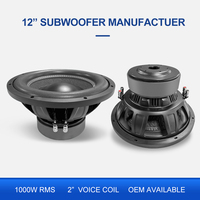 Subwoofer Mobil Custom 12 Inch 1000W RMS 2000W MAX Dual 2 Ohm 3" Voice Coil 120OZ Keranjang Baja Kerucut Kertas Speaker Audio Mobil