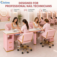 Table de manucure moderne, mobilier de salon de manucure, ensemble de tables et chaises pour techniciennes en ongles avec armoire de rangement