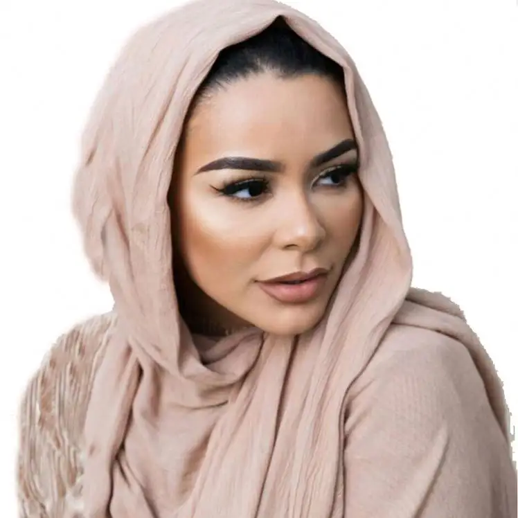 Neue Großhandel 2020 große Winter Crinkle Rayon Baumwolle muslimische Frauen Hijab Schal Pashmina