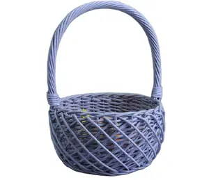 Фиолетовая мини-корзина для пасхальных яиц ручной работы, плетеная корзина для фруктов, Детская подарочная корзина