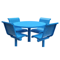 Mobilier d'extérieur table de pique-nique commerciale en acier et 4 chaises d'extérieur restaurant jardin patio table à manger en métal avec chaise