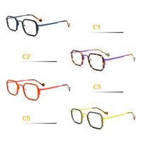 Gafas de Diseño de Lujo, Coloridas, de Acetato con Metal, Montura Cuadrada, Modernas