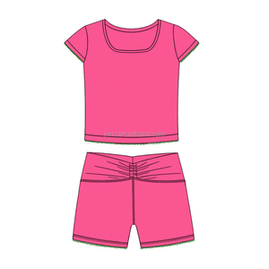 Conjunto Deportivo de Yoga para Niñas, Nuevo Modelo 2026, con Ribete de Dientes de Perro, Pantalones Cortos de Cintura Alta, Ropa Deportiva Infantil de Moda para Jugar al Aire Libre - Product Image 2